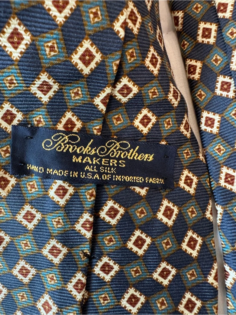 Brooks Brothers Makers All-Silk Woven Geometric Pointed Men’s Tie Blue